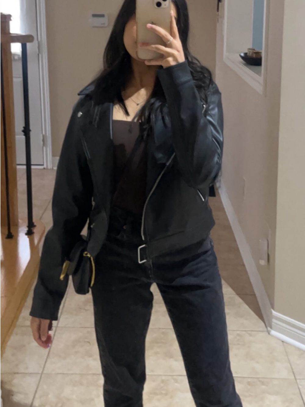 ONLY Black Faux Leather Jacket with Silver Hardware | Size XS - Picture 7 of 7